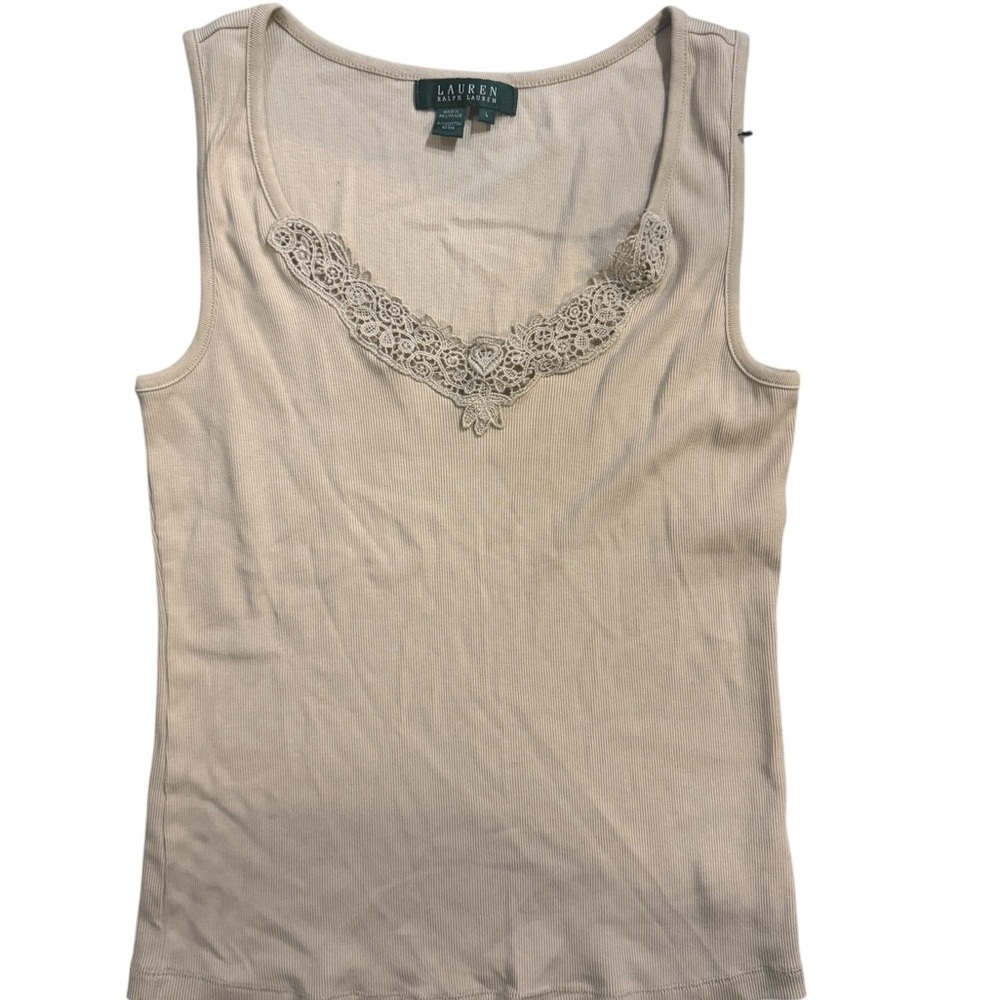 Ralph Lauren Cream Lace Accent Tank Top